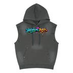 Vintage Graffiti Sun Fade Sleeveless Hoodie