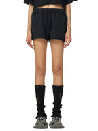 Snow Washed Raw Edge Drawstring Shorts