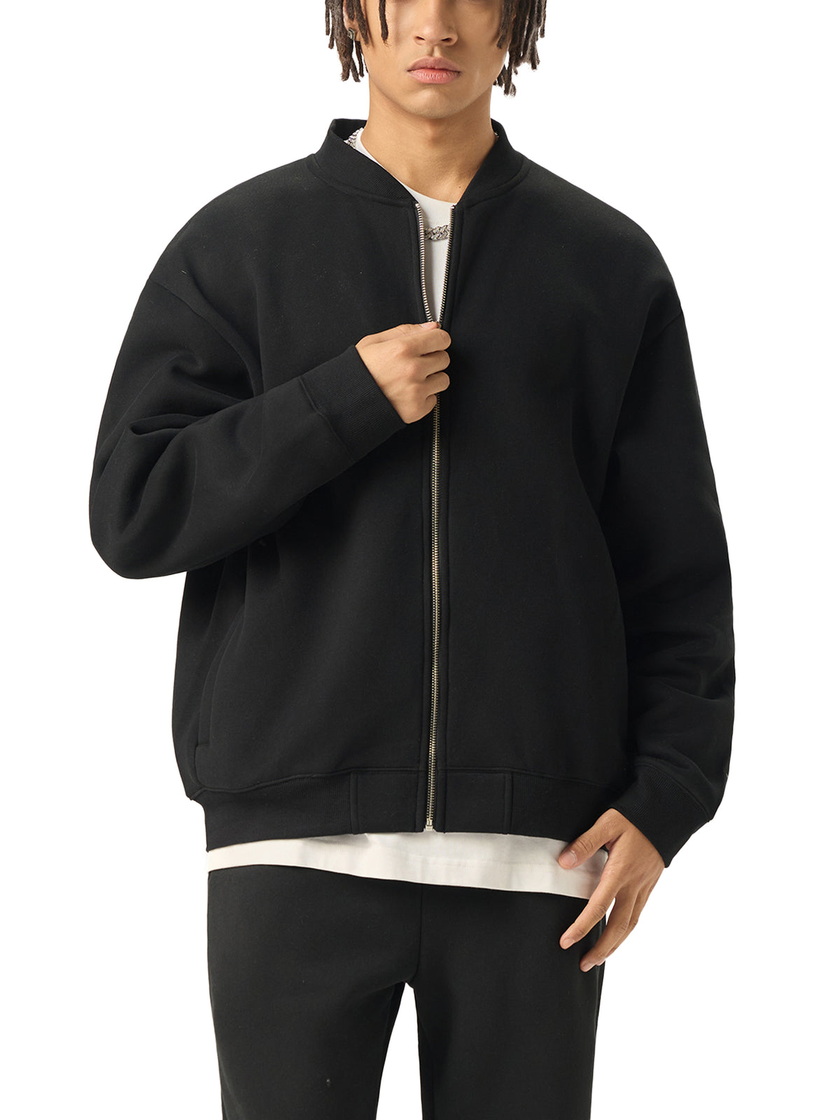 Essential Zip-Up Fleeced Digital Varsity Jacket