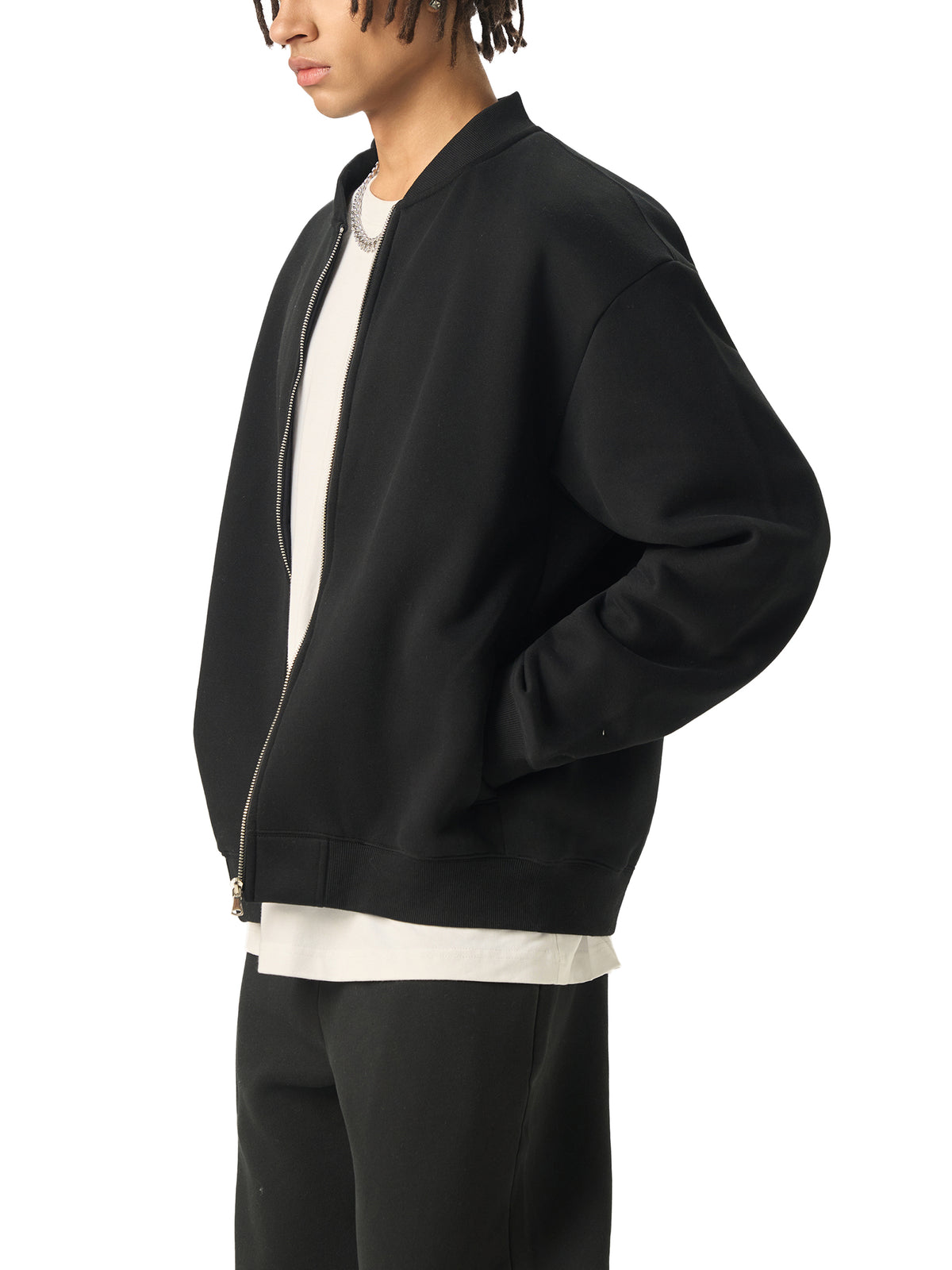Essential Zip-Up Fleeced Digital Varsity Jacket