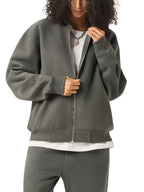 Essential Zip-Up Fleeced Digital Varsity Jacket
