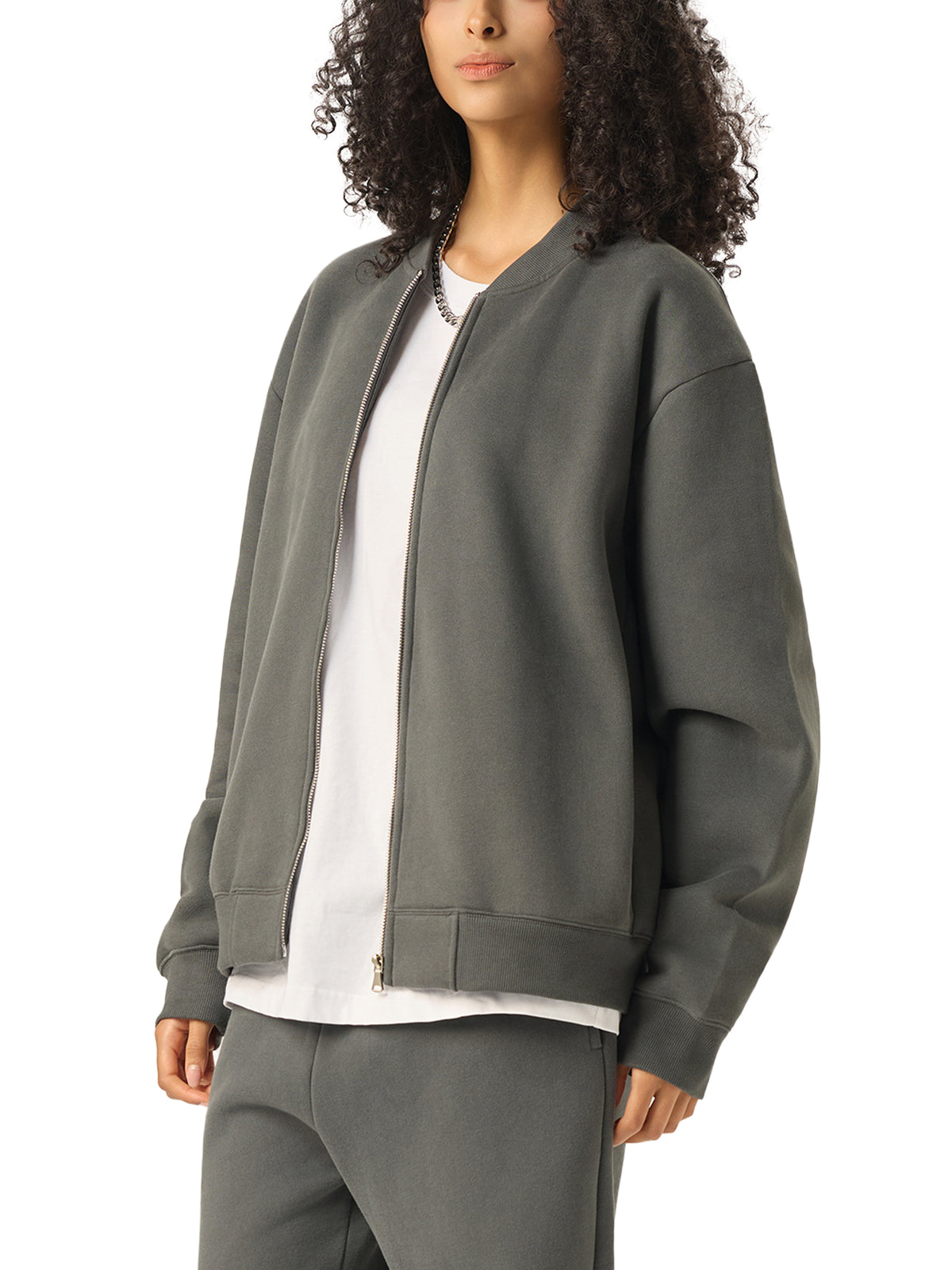 Essential Zip-Up Fleeced Digital Varsity Jacket