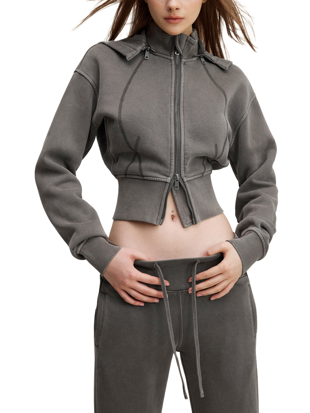 A.B. Standard Issue Vintage Washed Cropped Fleece Hoodie