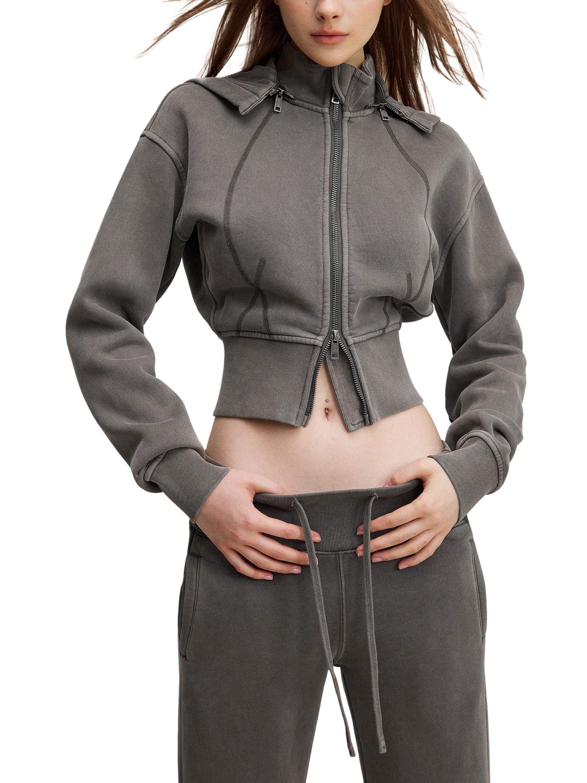 A.B. Standard Issue Vintage Washed Cropped Fleece Hoodie