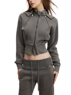 A.B. Standard Issue Vintage Washed Cropped Fleece Hoodie