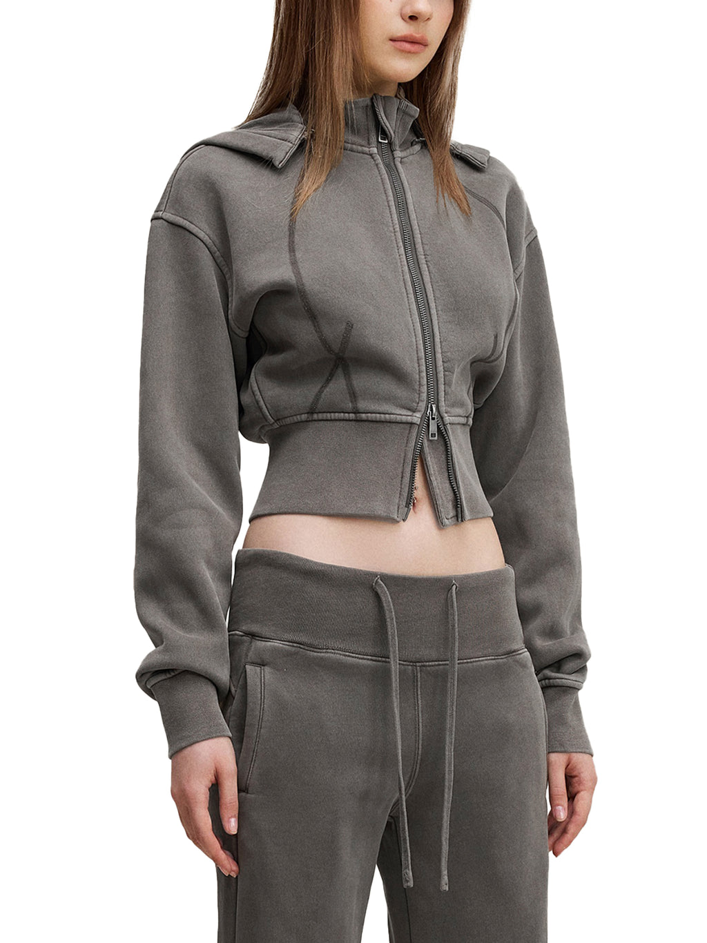 A.B. Standard Issue Vintage Washed Cropped Fleece Hoodie