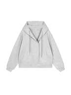 Boxy Button Placket Hoodie