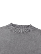 Mineral Wash Balloon Sleeve Cropped Sweater