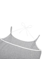 Diamond Line Contrast Binding Halter Tank Top