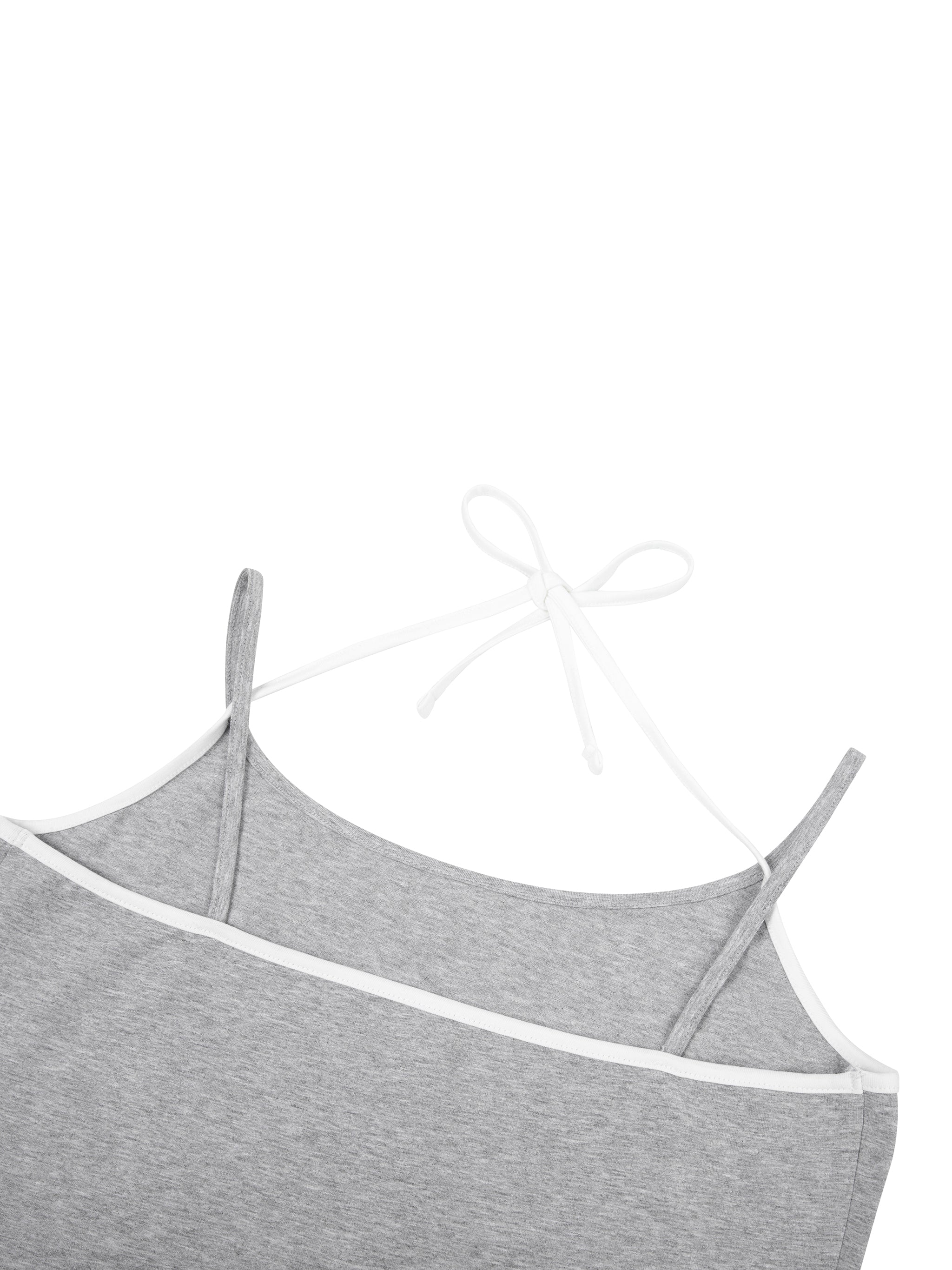 Diamond Line Contrast Binding Halter Tank Top