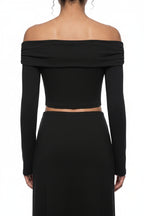 Women's Off-the-Shoulder Bell Sleeve Crop T-Shirt