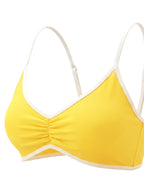 Women's Color Block Ruched V-Neck Sports Bra