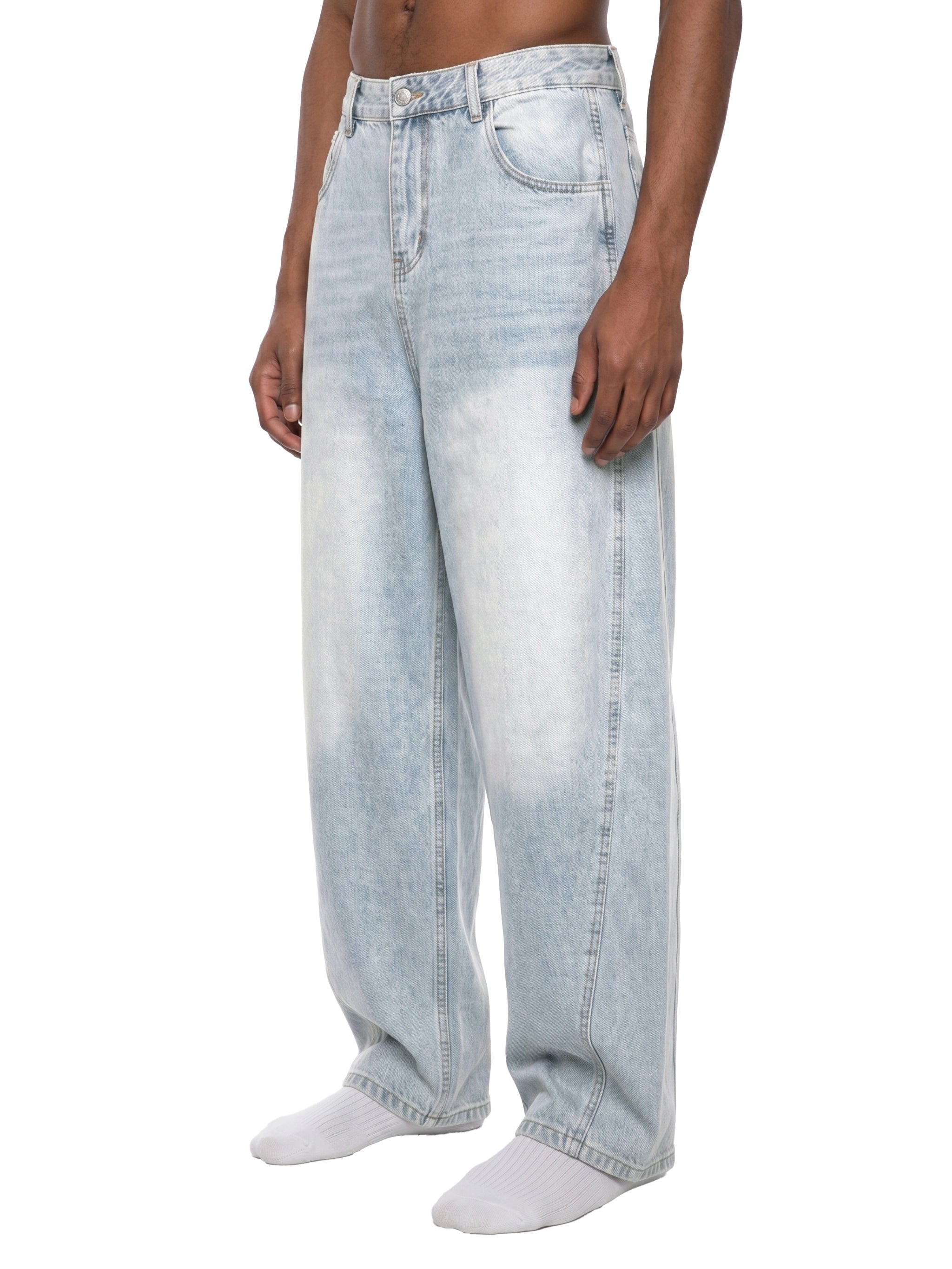 Digitally Enhanced Barrel Leg Jeans