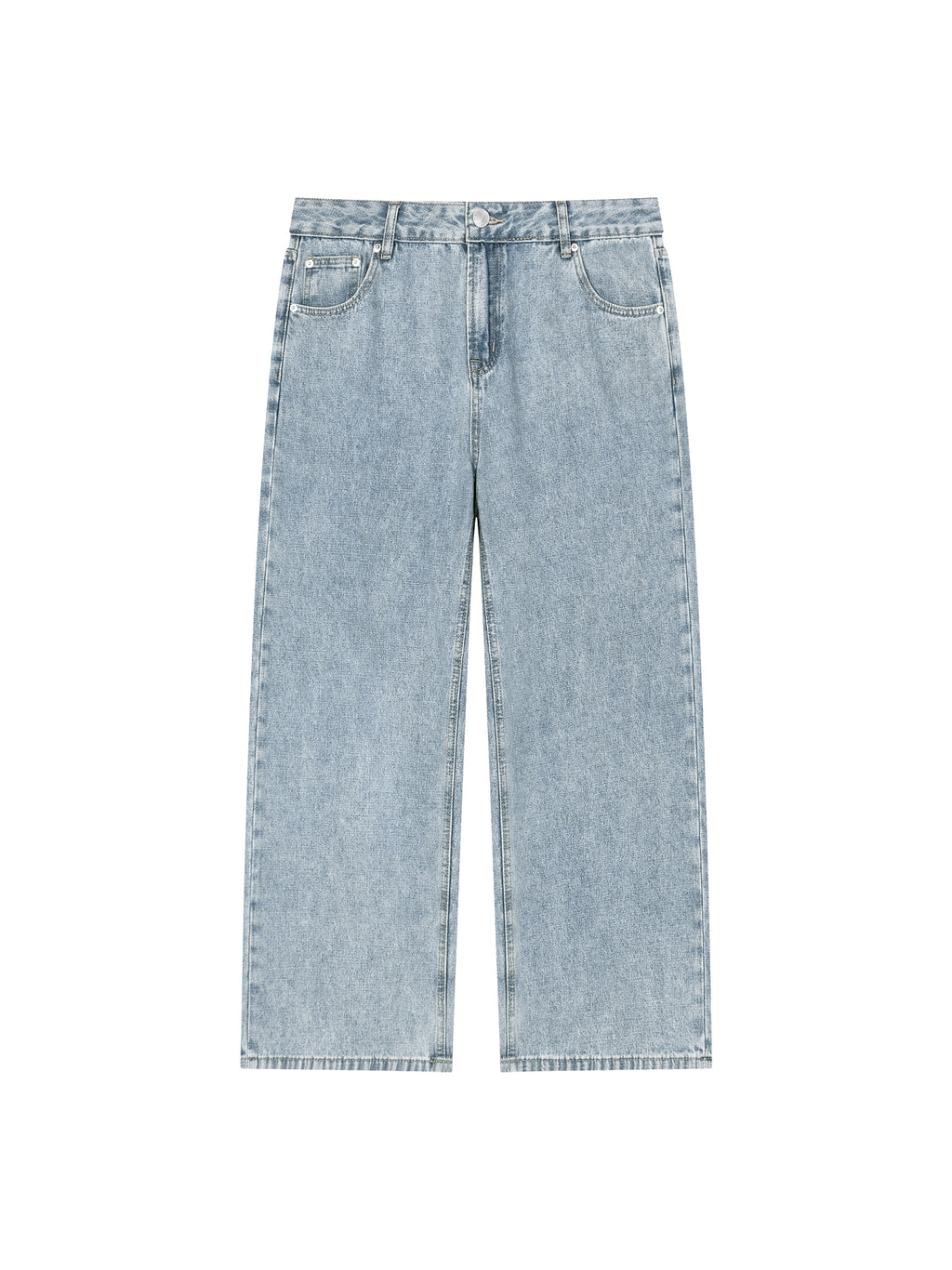 Digitally Enhanced Vintage Wash Straight Leg Jeans