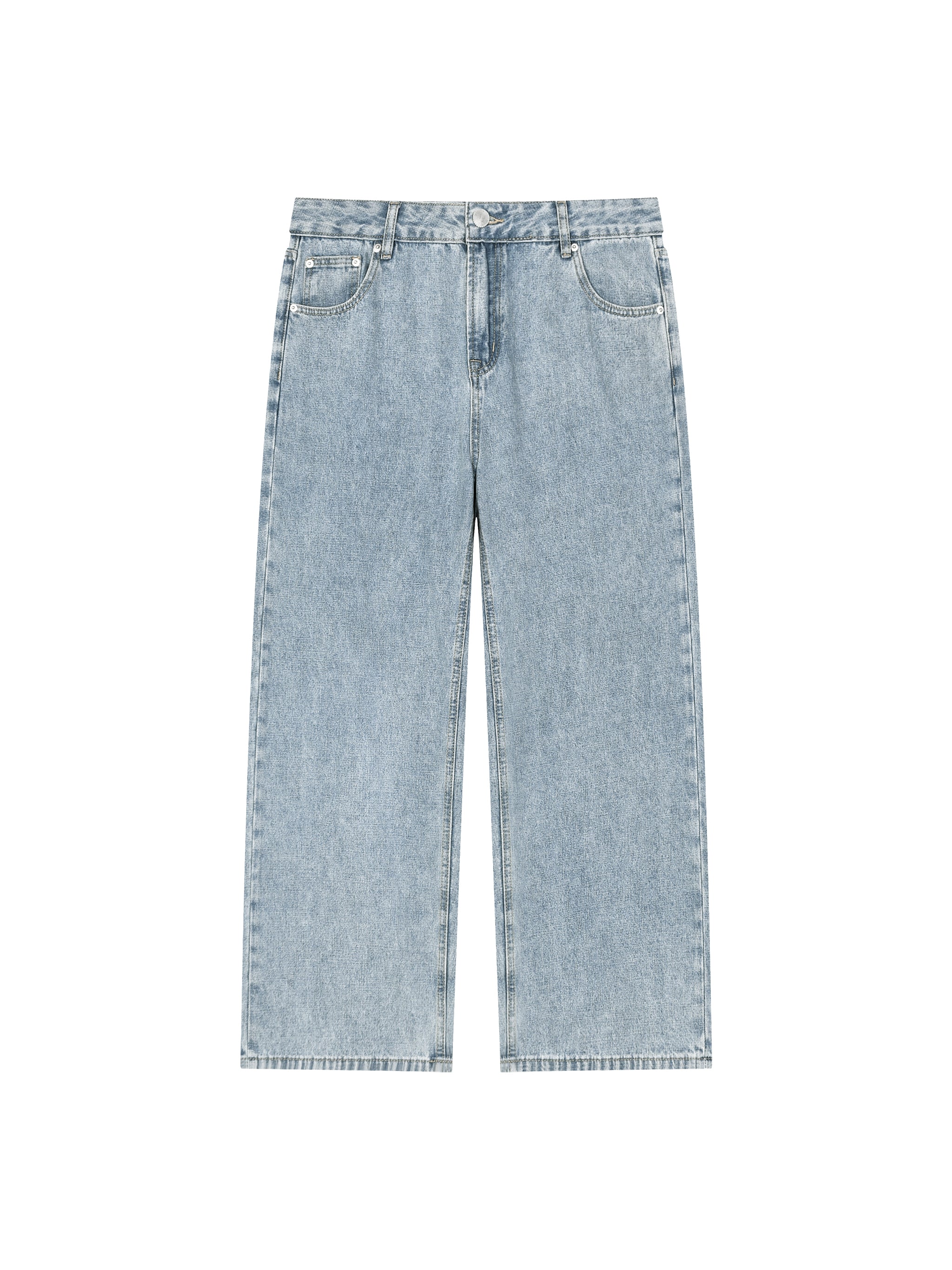 Digitally Enhanced Vintage Wash Straight Leg Jeans