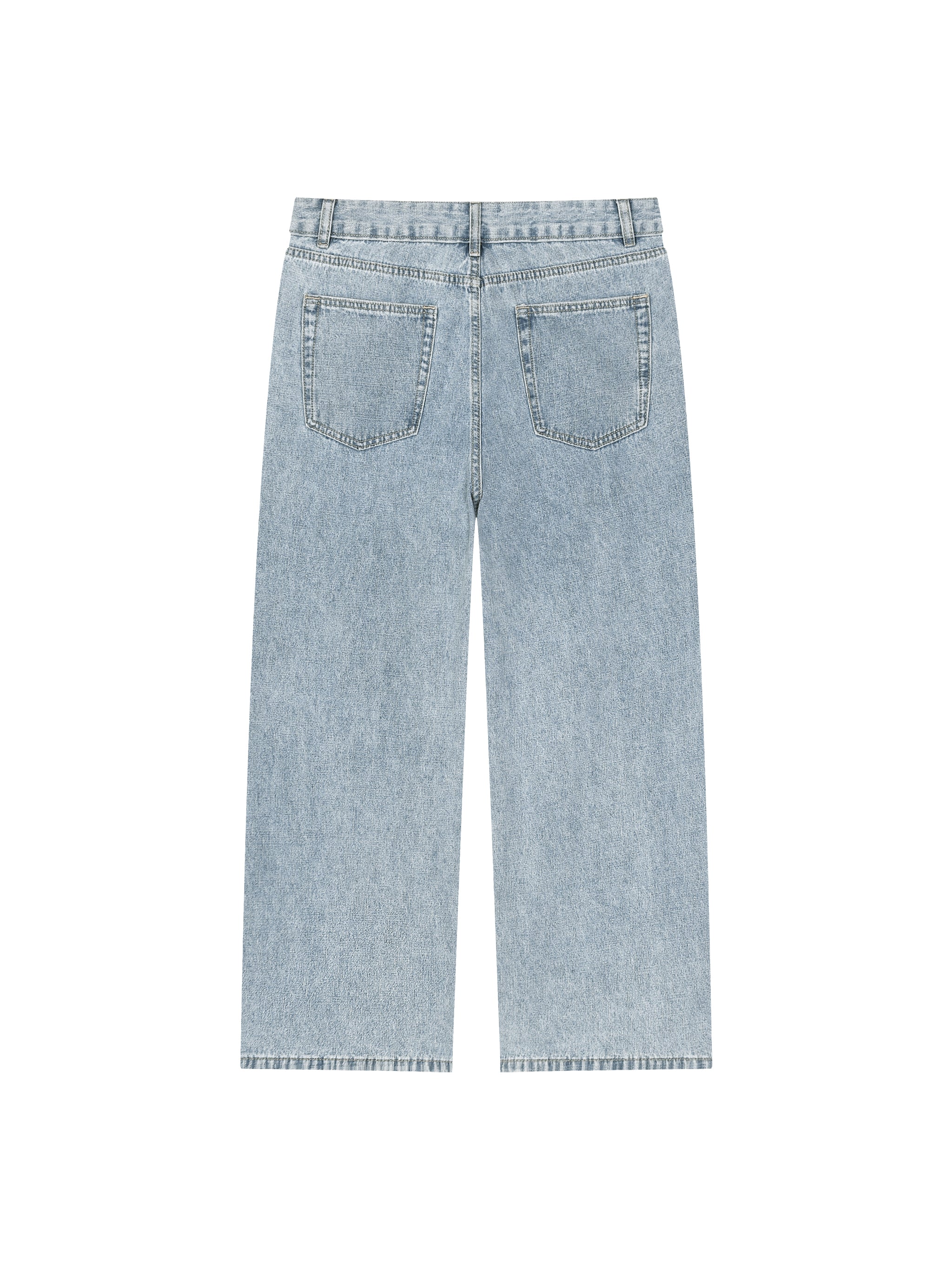 Digitally Enhanced Vintage Wash Straight Leg Jeans
