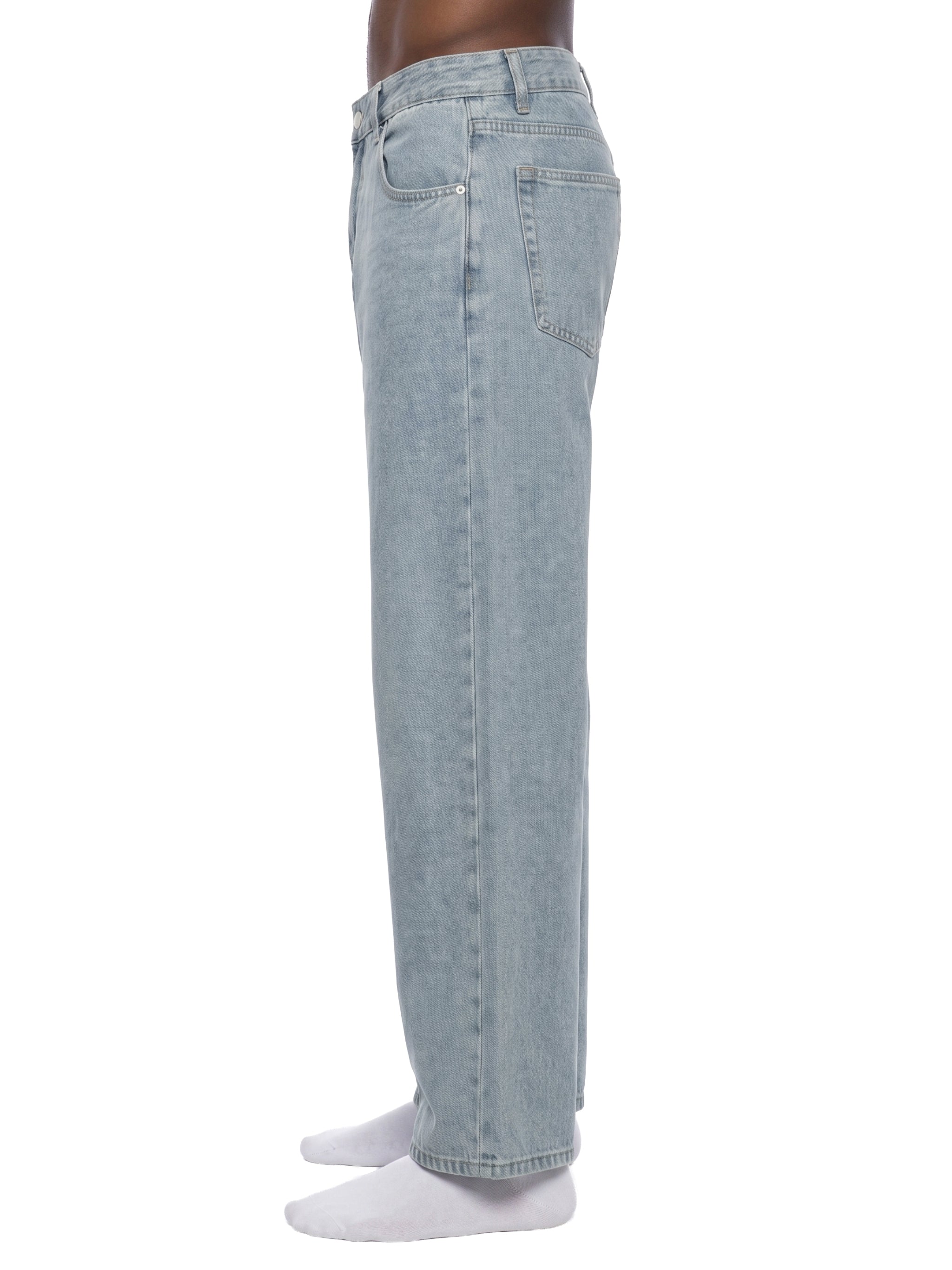 Digitally Enhanced Vintage Wash Straight Leg Jeans