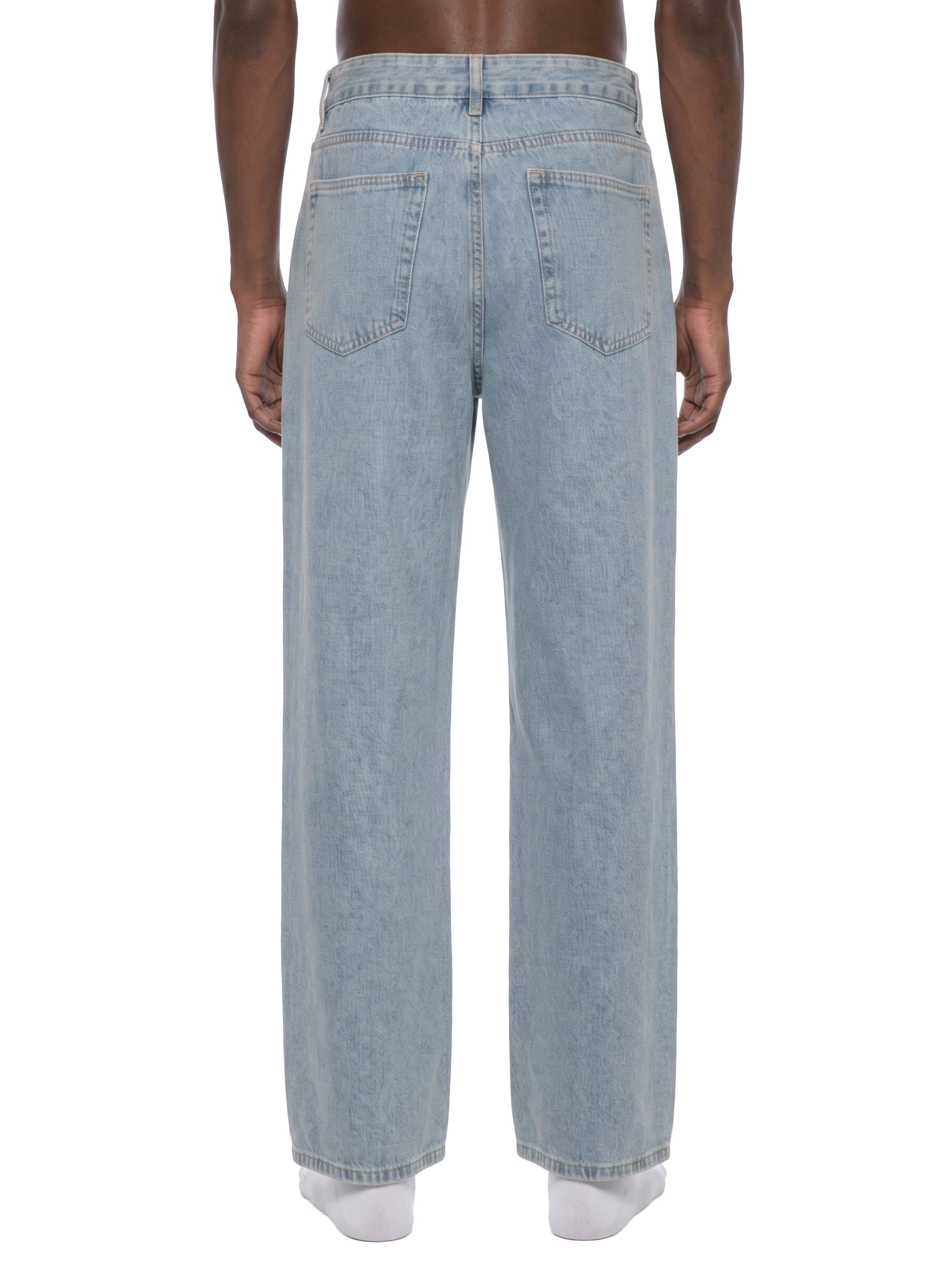 Digitally Enhanced Vintage Wash Straight Leg Jeans