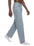 Digitally Enhanced Vintage Wash Straight Leg Jeans
