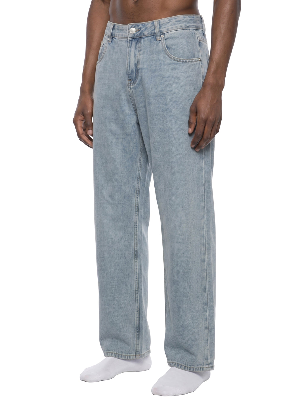 Digitally Enhanced Vintage Wash Straight Leg Jeans