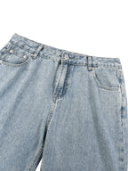 Digitally Enhanced Vintage Wash Straight Leg Jeans