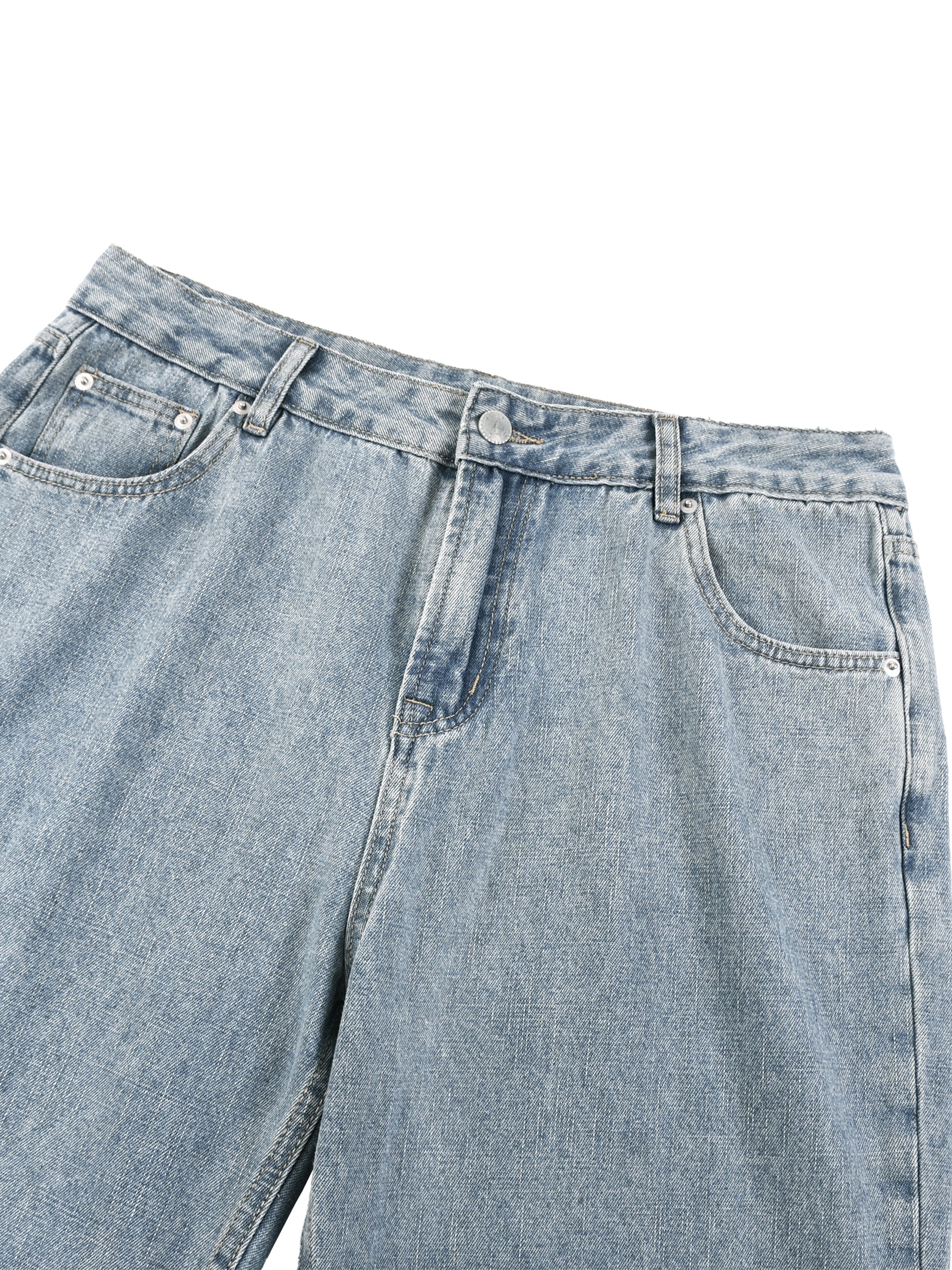 Digitally Enhanced Vintage Wash Straight Leg Jeans