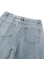 Digitally Enhanced Vintage Wash Straight Leg Jeans