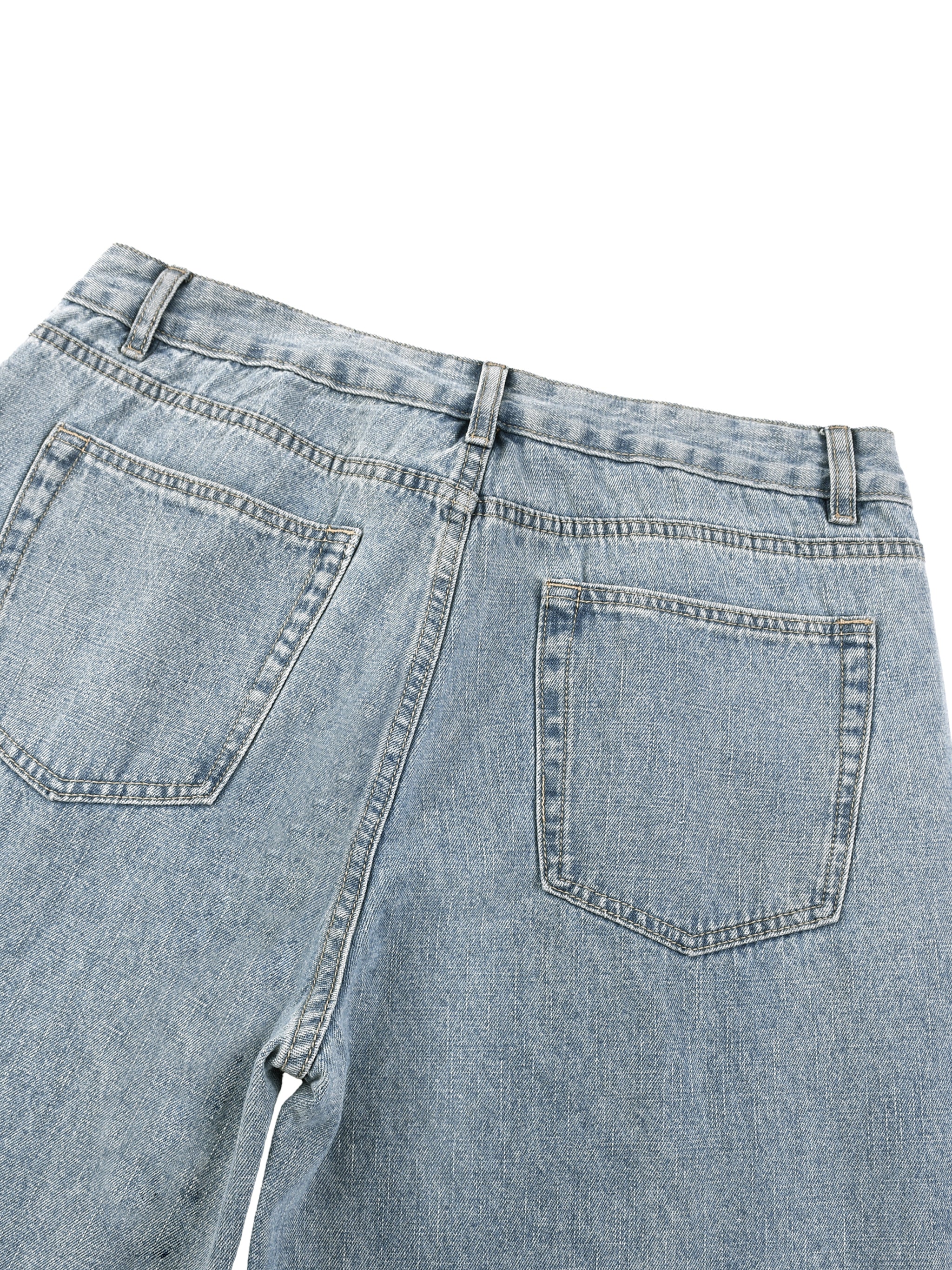 Digitally Enhanced Vintage Wash Straight Leg Jeans