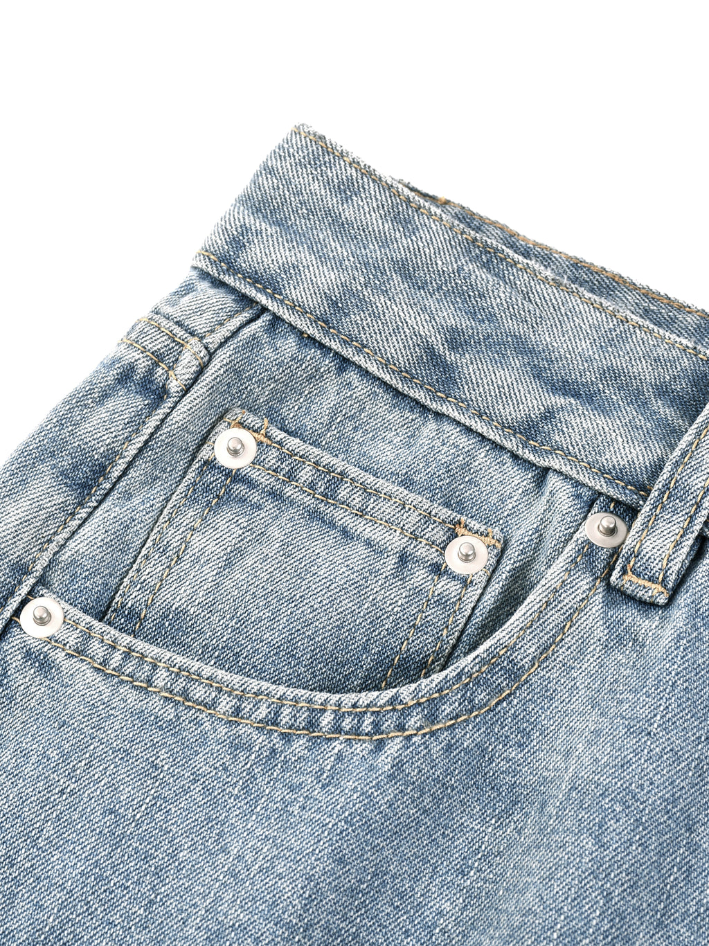 Digitally Enhanced Vintage Wash Straight Leg Jeans
