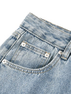 Digitally Enhanced Vintage Wash Straight Leg Jeans
