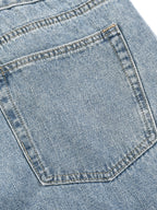 Digitally Enhanced Vintage Wash Straight Leg Jeans