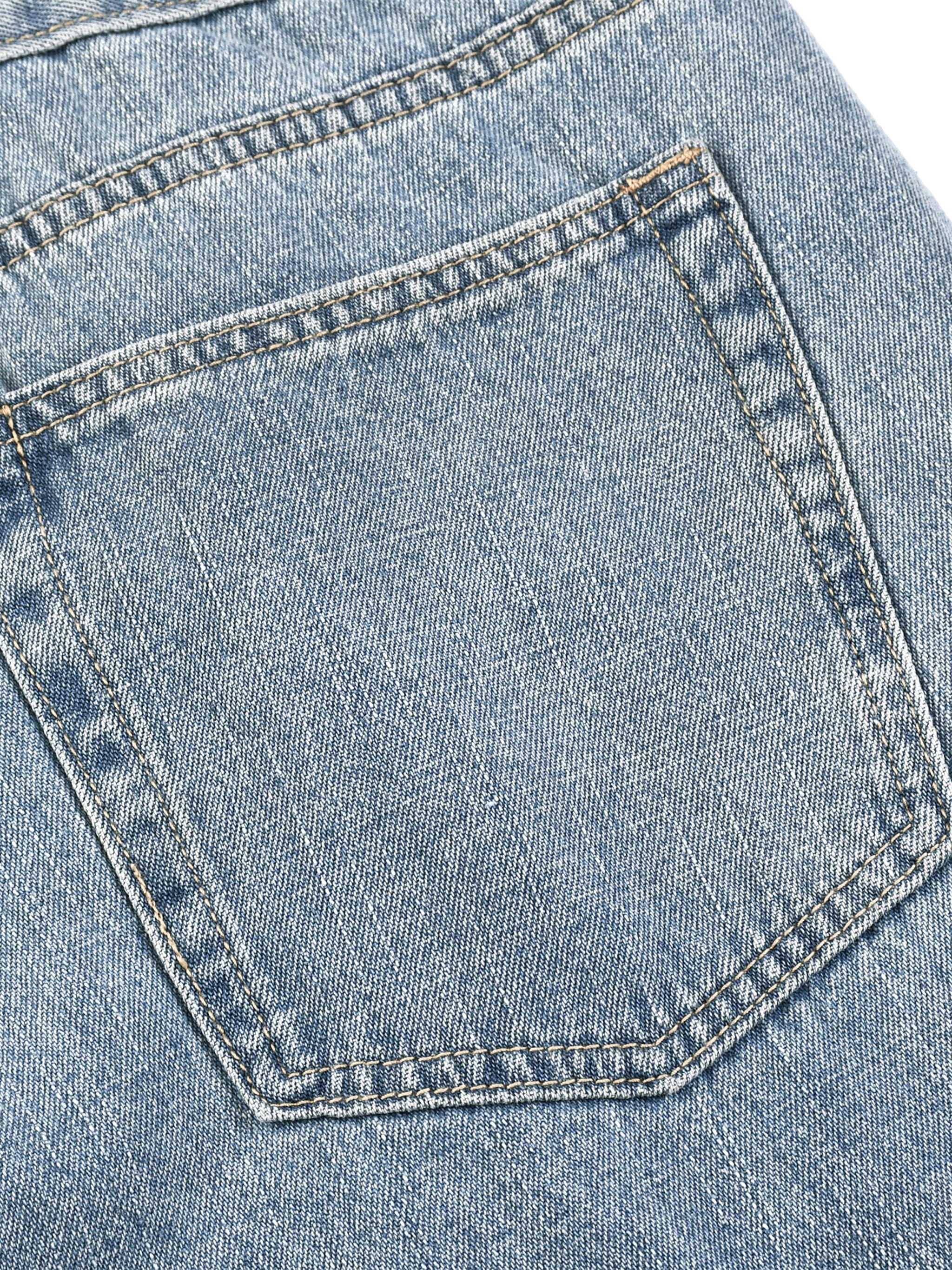 Digitally Enhanced Vintage Wash Straight Leg Jeans