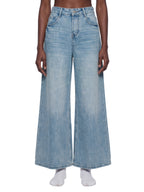 Women’s Artificial Expressions Paint Washed Wide Leg Jeans