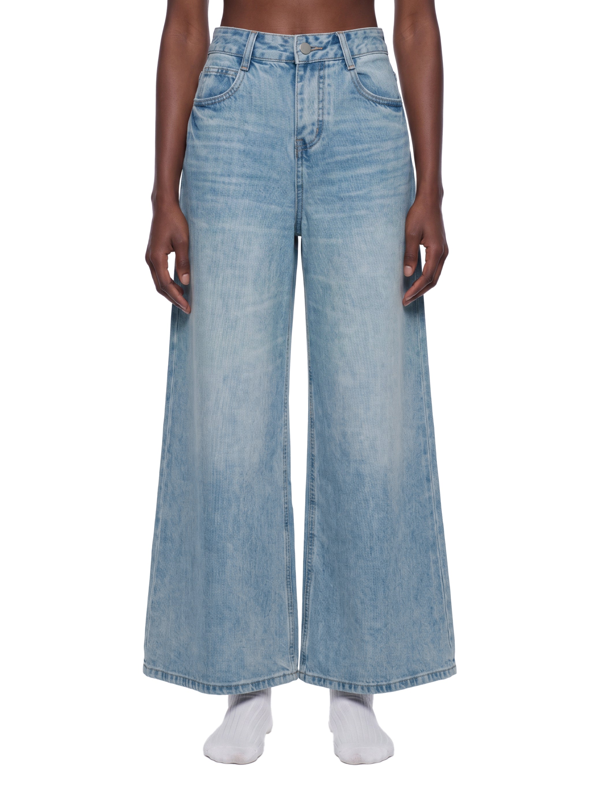 Women’s Artificial Expressions Paint Washed Wide Leg Jeans