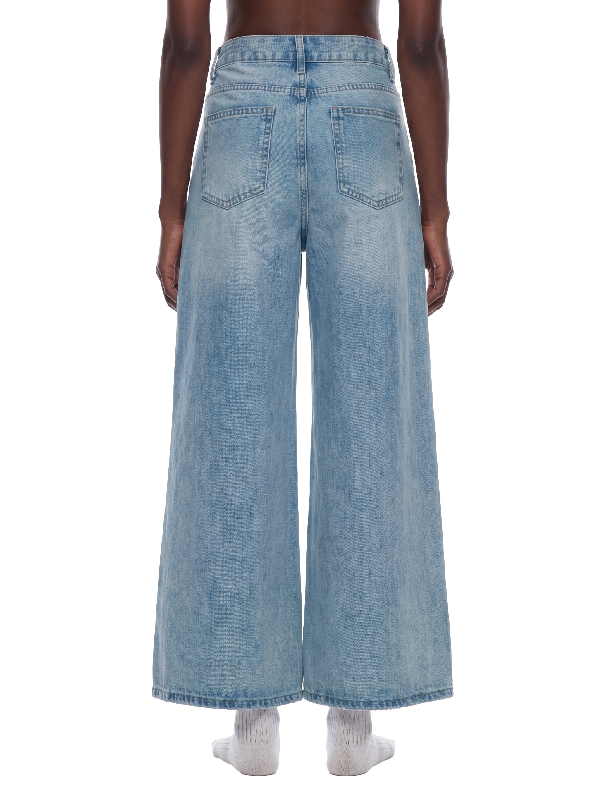 Women’s Artificial Expressions Paint Washed Wide Leg Jeans