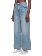 Women’s Artificial Expressions Paint Washed Wide Leg Jeans