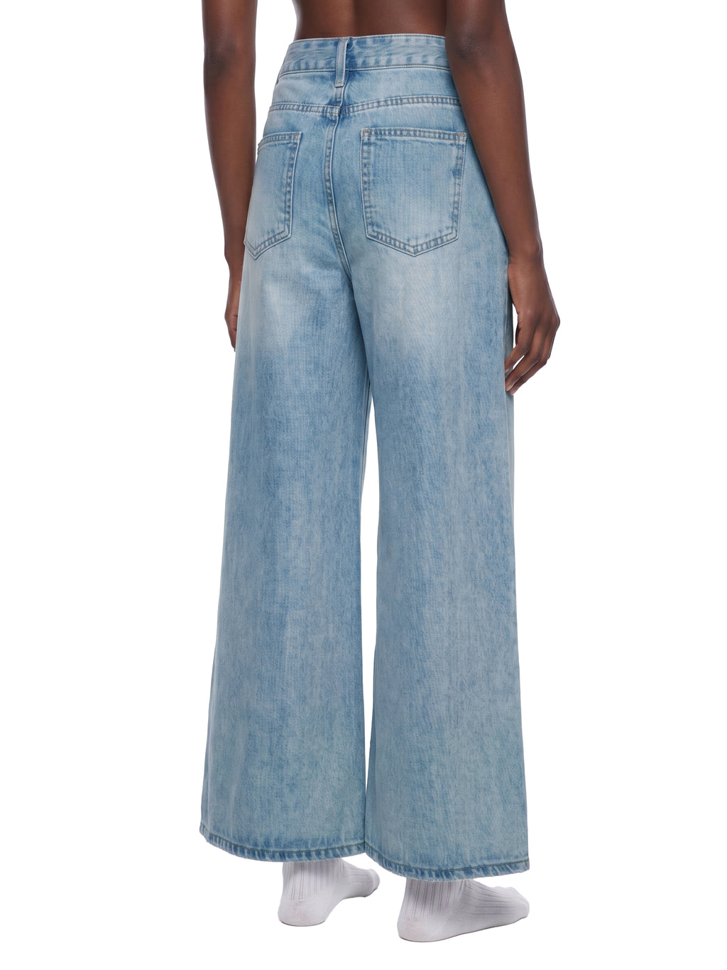 Women’s Artificial Expressions Paint Washed Wide Leg Jeans