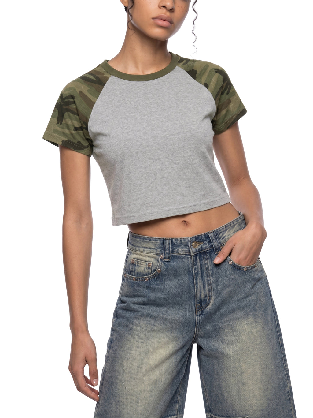 Women’s D.S.T.F. Camo Raglan Crop T-Shirt
