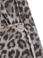 Jeans unisexe coupe large délavé imprimé léopard