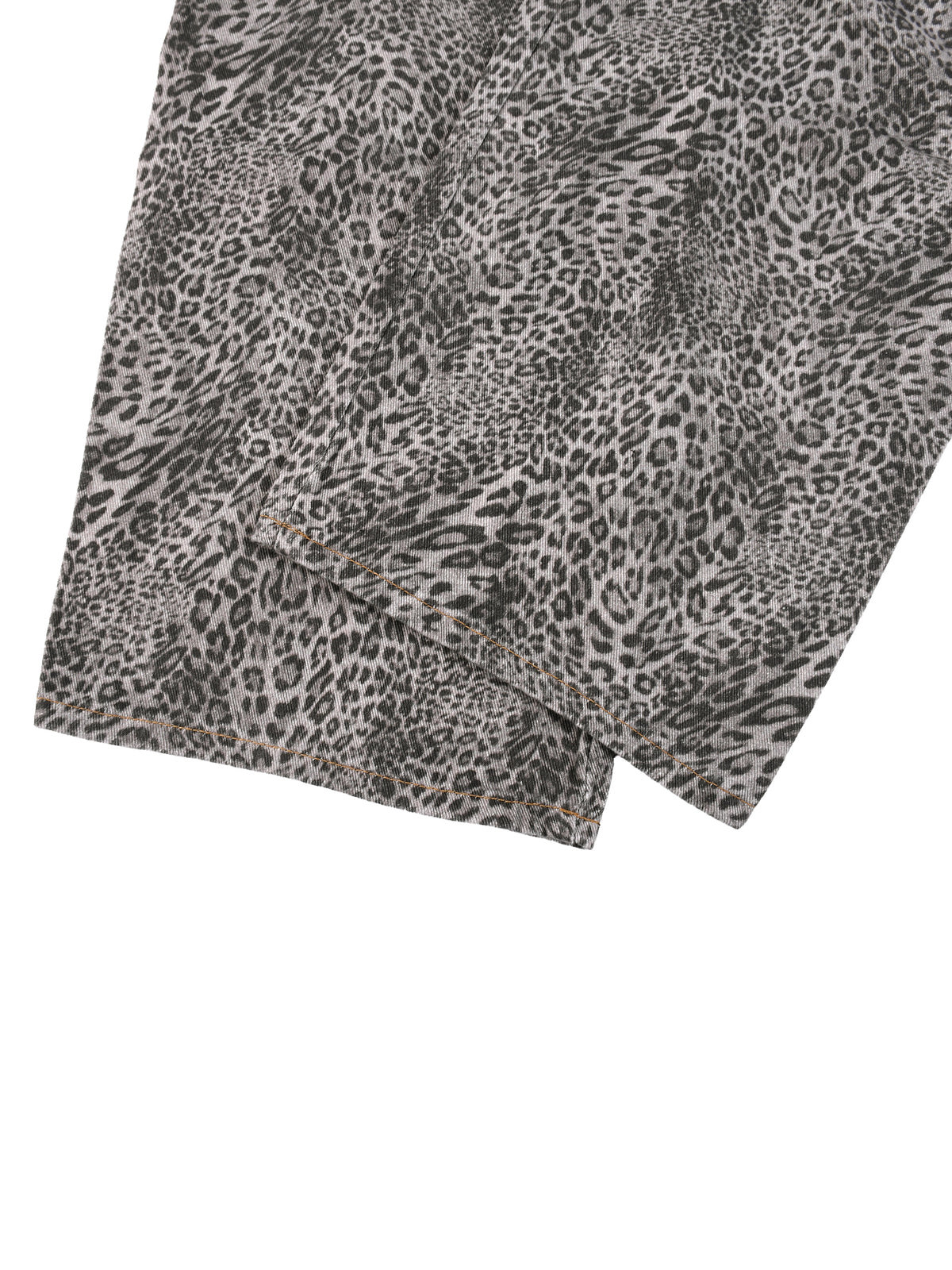 Jeans unisexe coupe large délavé imprimé léopard