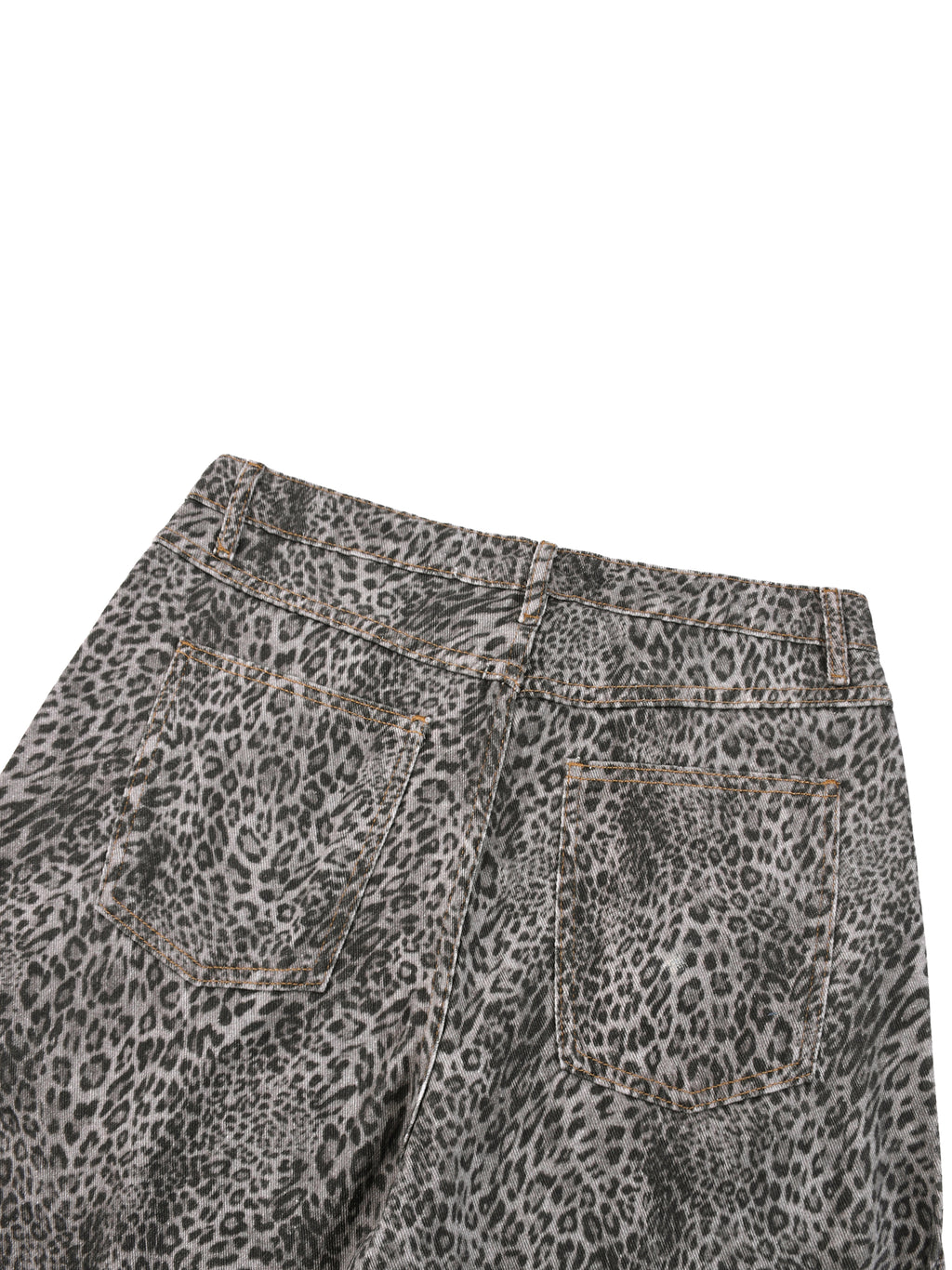 Jeans unisexe coupe large délavé imprimé léopard