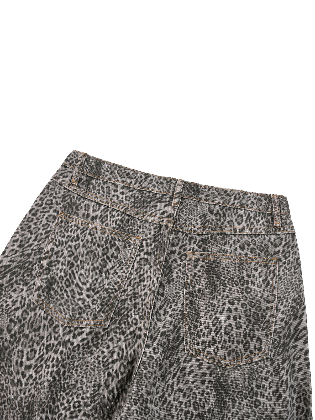 Jeans unisexe coupe large délavé imprimé léopard