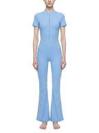 Women’s Tight Flared Leg Quarter-Zip Jumpsuit