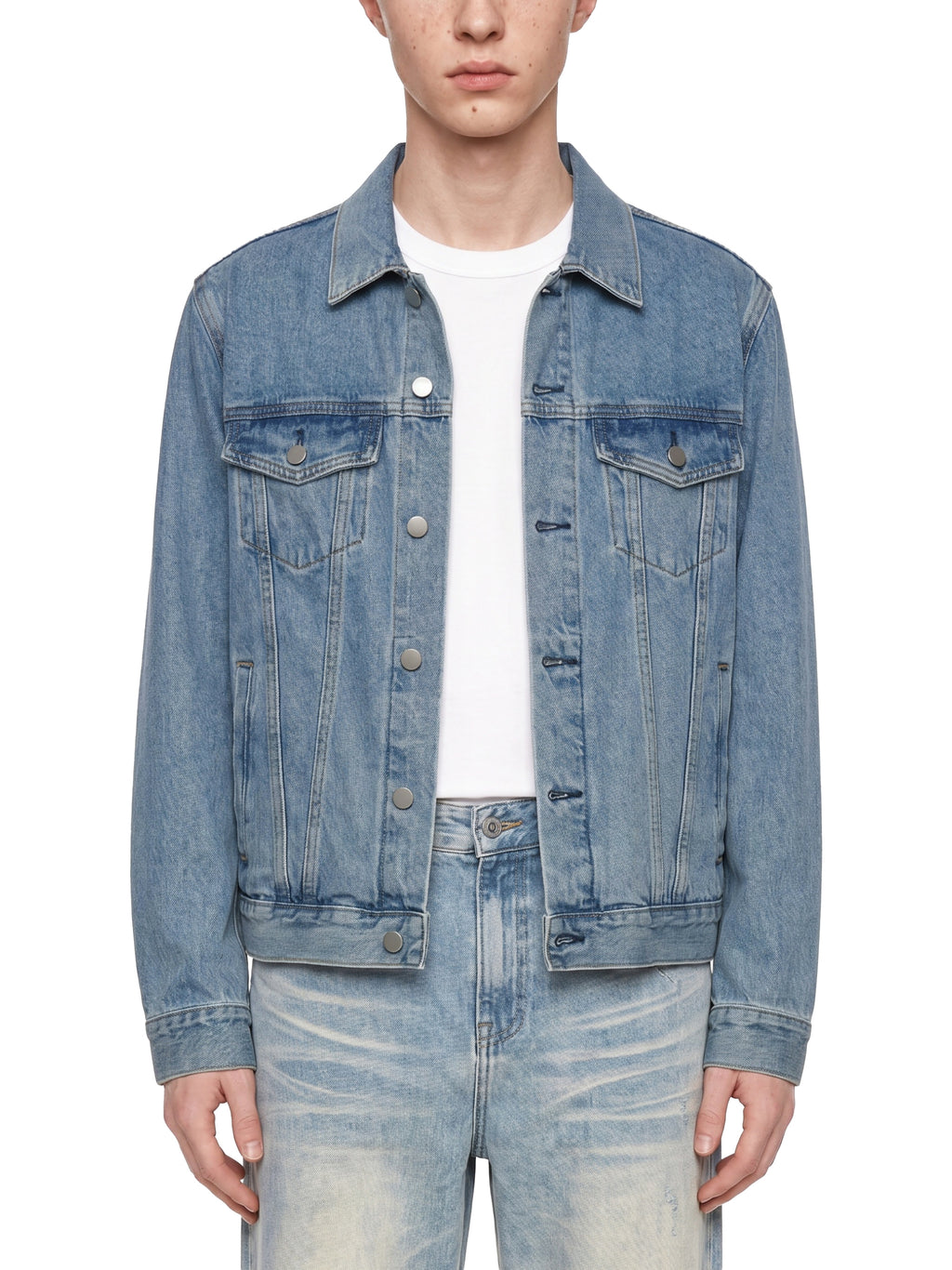 Unisex Vintage Wash Artificial Classic Digital Denim Jacket