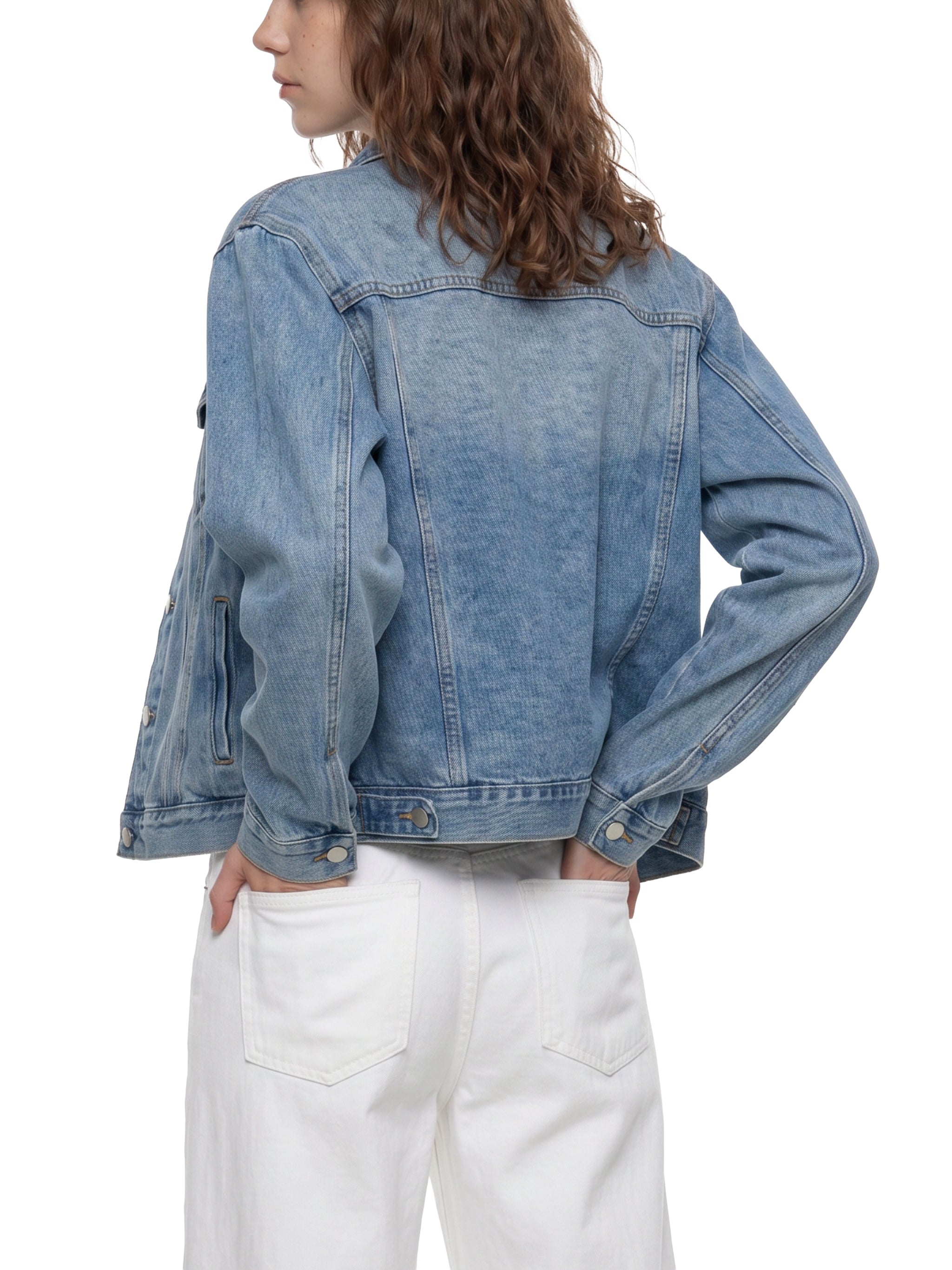 Unisex Vintage Wash Artificial Classic Digital Denim Jacket