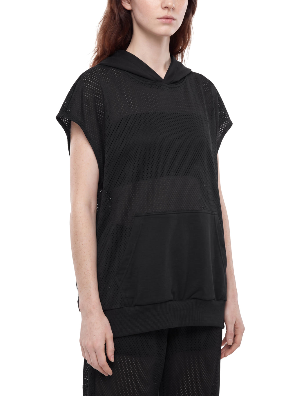 Unisex Artificial Athletics Mesh Sleeveless Hoodie