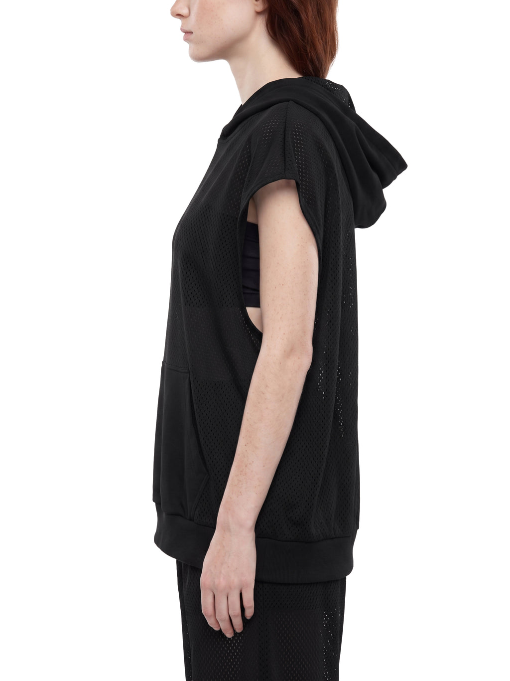Unisex Artificial Athletics Mesh Sleeveless Hoodie