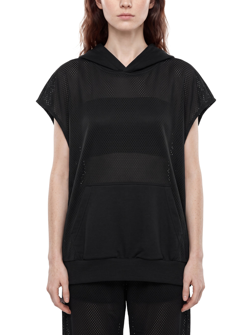 Unisex Artificial Athletics Mesh Sleeveless Hoodie