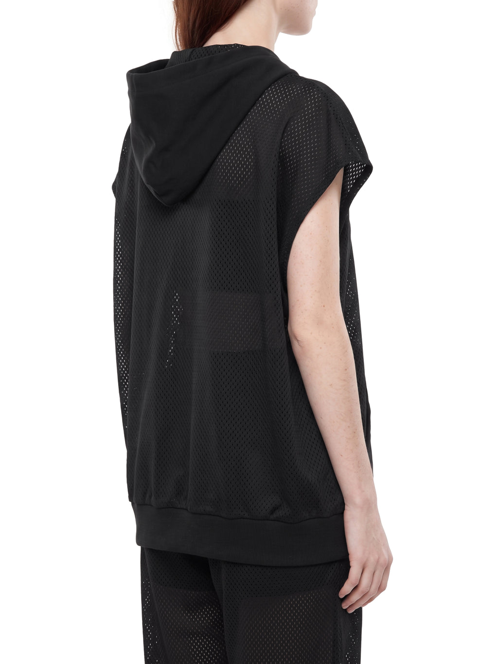 Unisex Artificial Athletics Mesh Sleeveless Hoodie