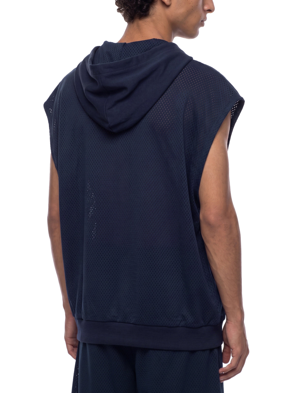 Unisex Artificial Athletics Mesh Sleeveless Hoodie